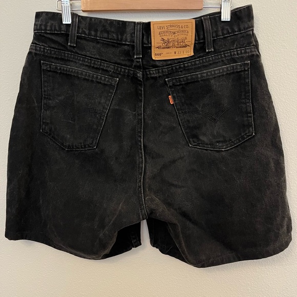 Vintage Levi’s Orange Tab 560 Black Denim Jean Shorts High Rise Waist 33 in - Picture 3 of 7
